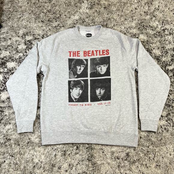The Beatles Ticket To Ride Yes it Is Long Sleeve Gray Pullover Sz S - Picture 1 of 4